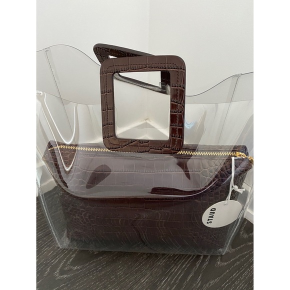 STAUD Large Shirley Bag Clear/Brown Croc Embossed - Picture 6 of 8